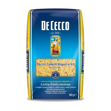 DE CECCO PASTA 500 MEZZI TUBETTI RI