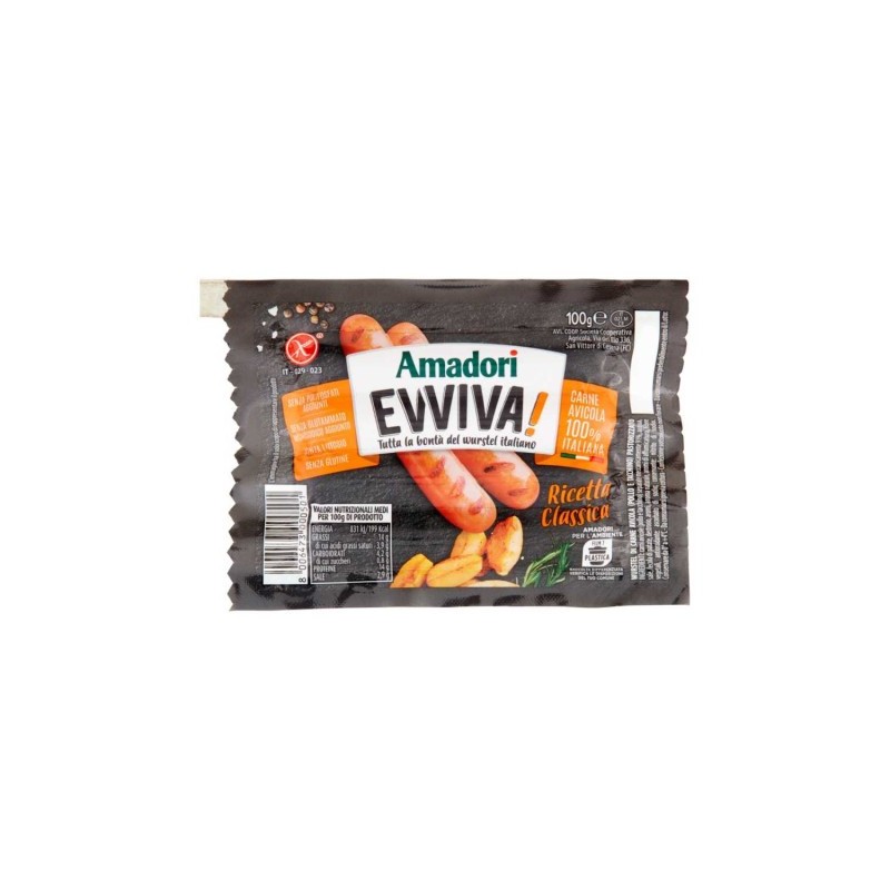 WURSTEL AMADORI EVVIVA POLLO E TACCHINO 100gr
