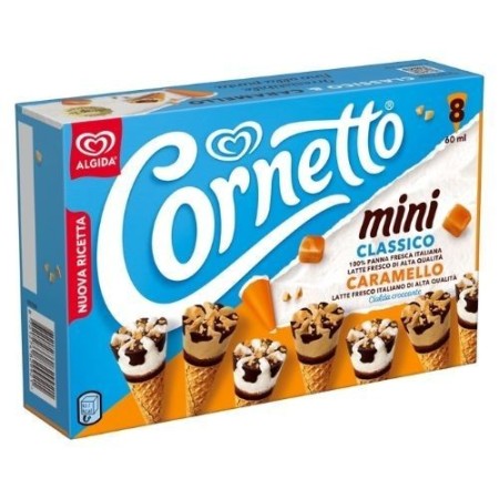 ALGIDA CORNETTO MINI CARAM/CLASSIC X 8
