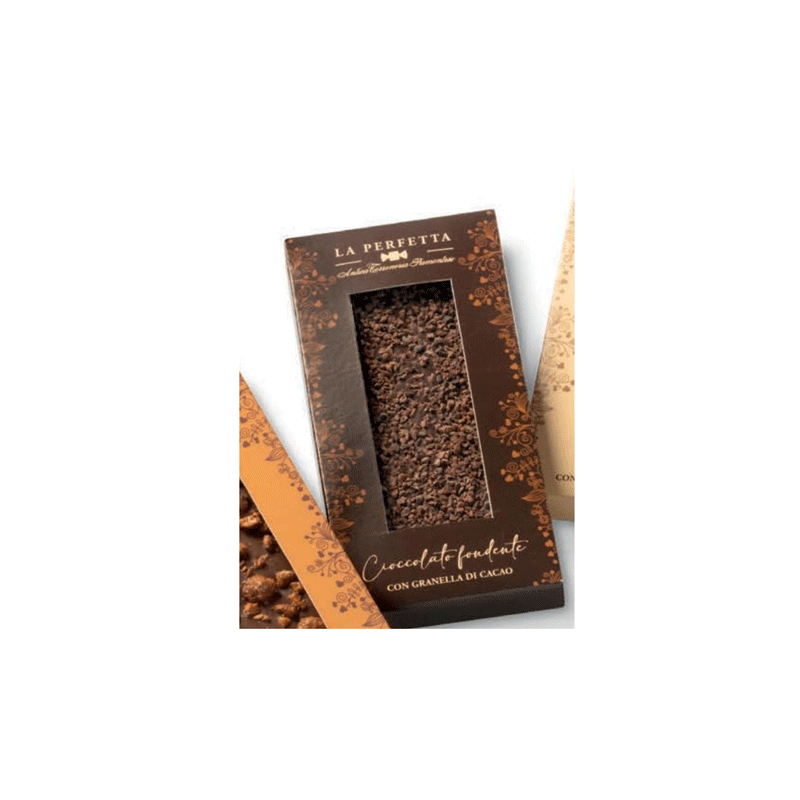 CIOCCOLATO FONDENTE CON GRANELLA DI CACAO “LA PERFETTA” 85GR