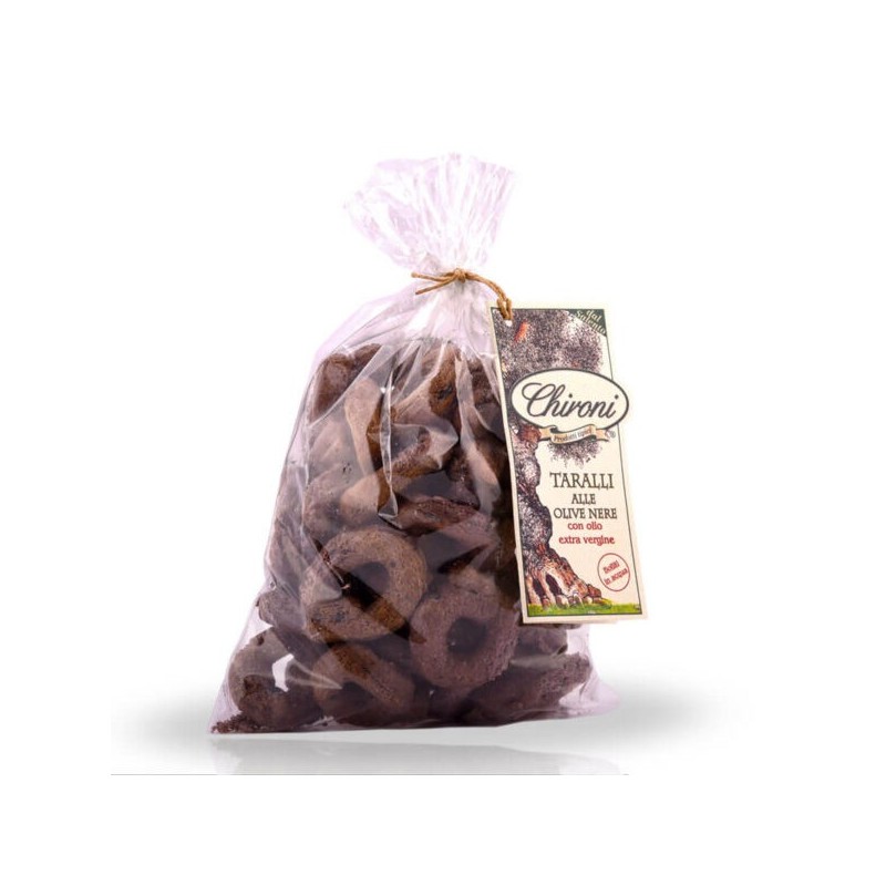 TARALLI ALLE OLIVE NERE “CHIRONI” GR.200