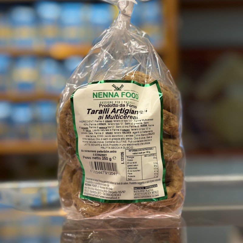 TARALLI ARTIGIANALI AI MULTICEREALI “NENNA FOOD” 250GR