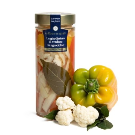GIARDINIERA DI VERDURE IN AGRODOLCE “la rosa dei gusti” TAGLIATE A MANO 540G