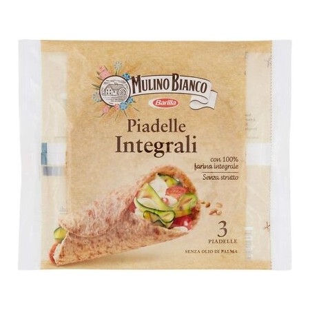 Mulino Bianco Piadelle Integrali senza Strutto, 3 piadine , 225g