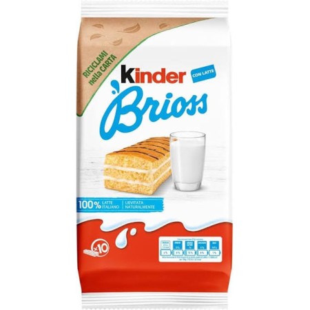 MERENDINE KINDER BRIOSS 10 PZ CON LATTE 280 GR PAN DI SPAGNA FERRERO COLAZIONE