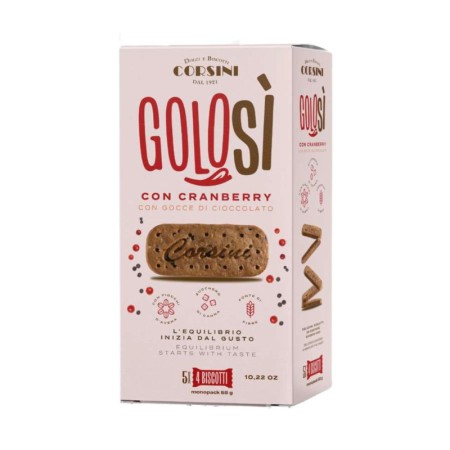 Biscotti Corsini Golosì con Cranberry e Gocce di Cioccolato 300 g