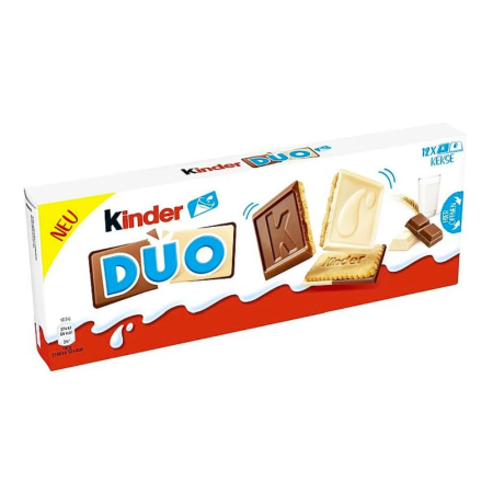 Kinder DUO 150g Biscotti con Cioccolato al Latte Intero e Cioccolato Bianco 12pz